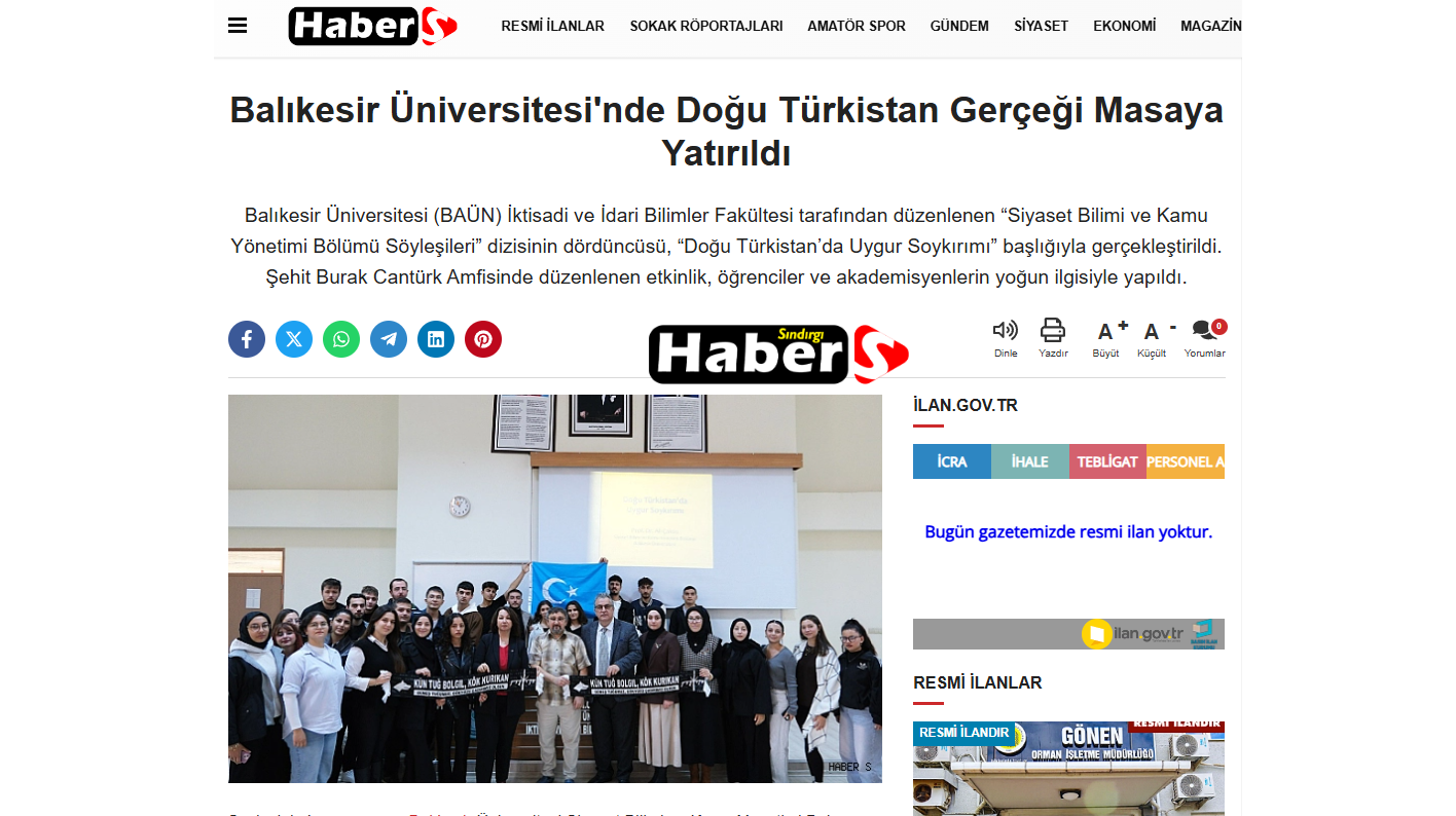 Balıkesir Üniversitesi'nde Doğu Türkistan Gerçeği Masaya Yatırıldı