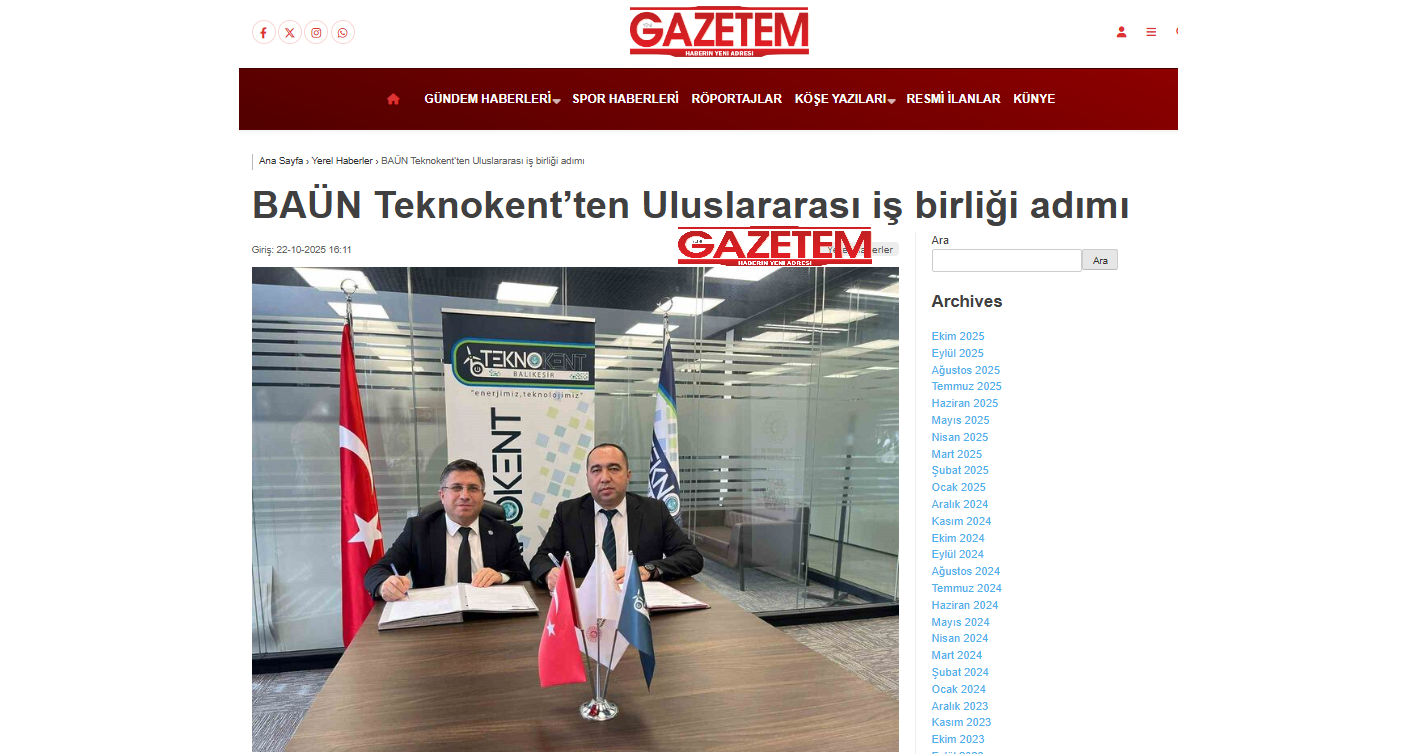 BAÜN Teknokent’ten Uluslararası iş birliği adımı