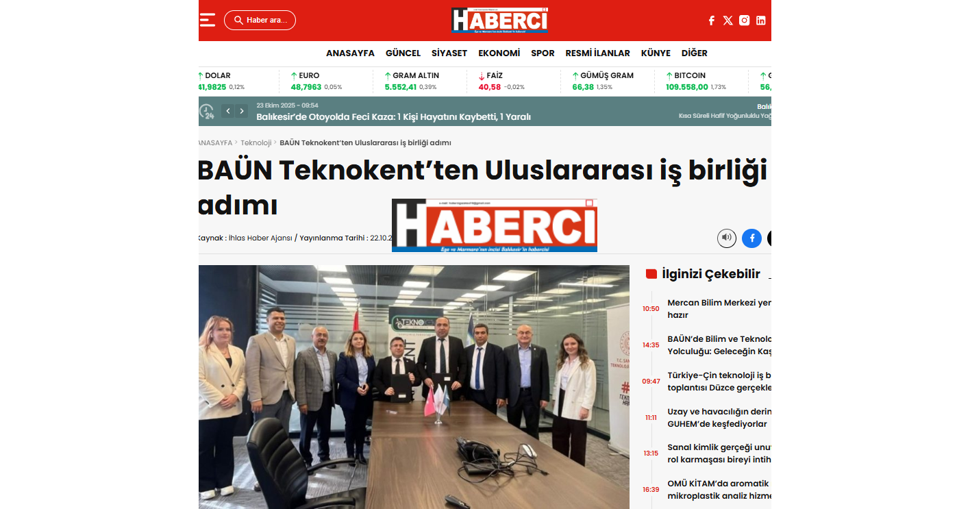 BAÜN Teknokent' ten Uluslararası İş Birliği Adımı
