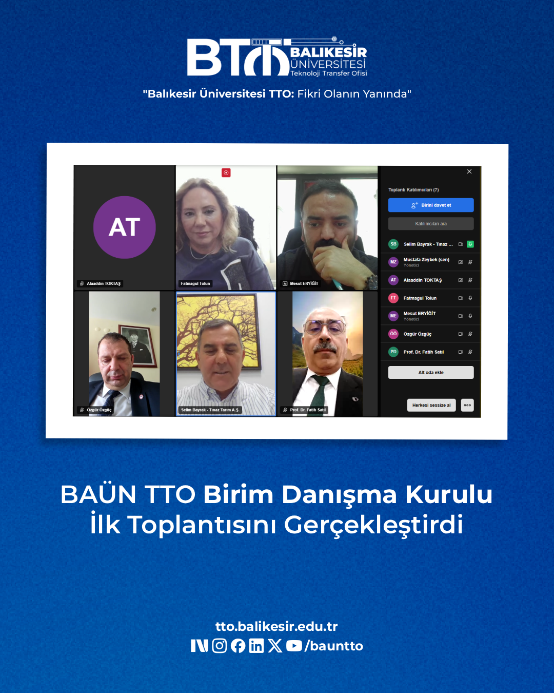 BAÜN TTO Birim Danışma Kurulu İlk Toplantısını Gerçekleştirdi 1