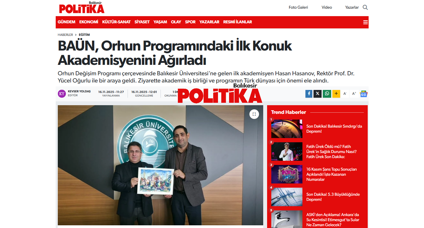 BAÜN, Orhun Programındaki İlk Konuk Akademisyenini Ağırladı