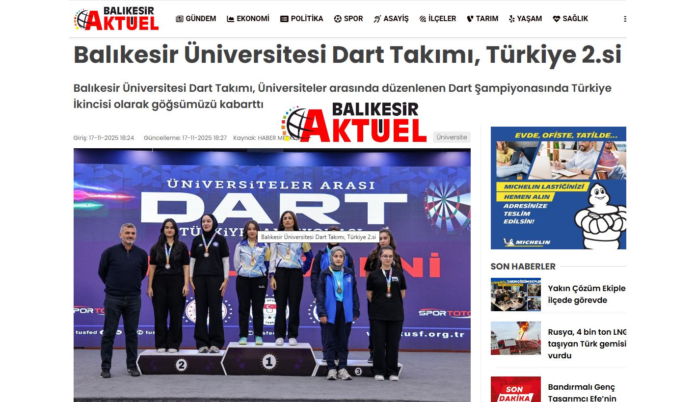 Balıkesir Üniversitesi Dart Takımı, Türkiye 2.si