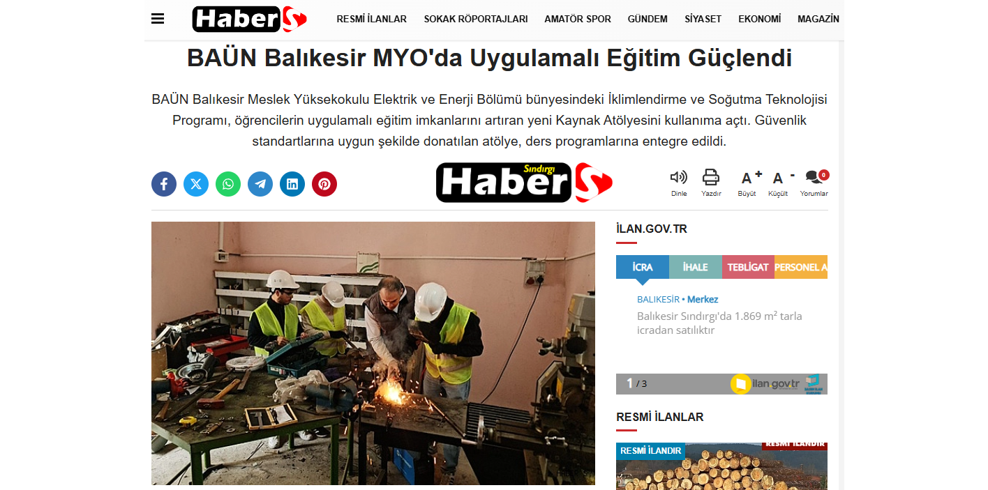 BAÜN Balıkesir MYO'da Uygulamalı Eğitim Güçlendi