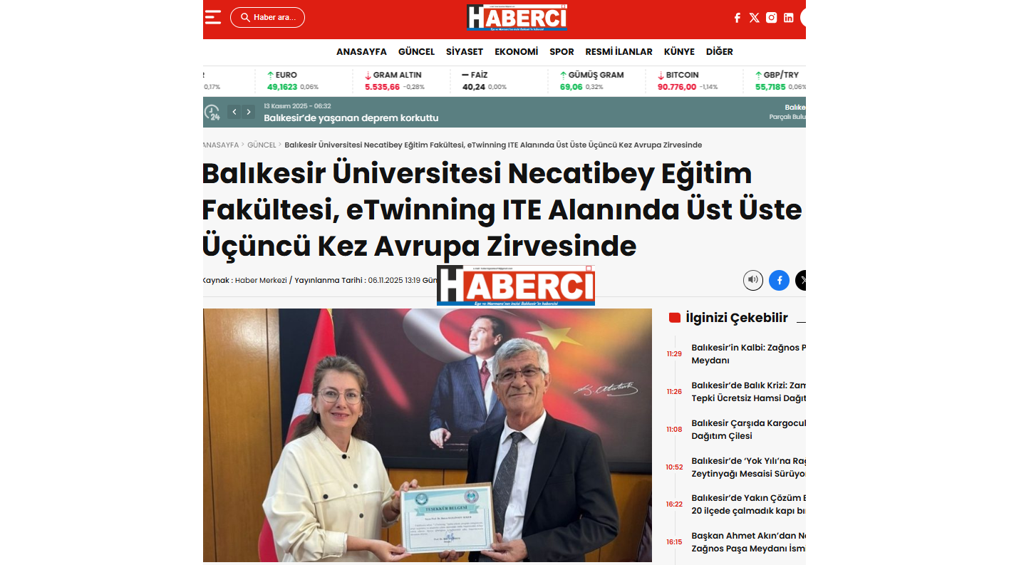 Balıkesir Üniversitesi Necatibey Eğitim Fakültesi, eTwinning ITE Alanında Üst Üste Üçüncü Kez Avrupa Zirvesinde