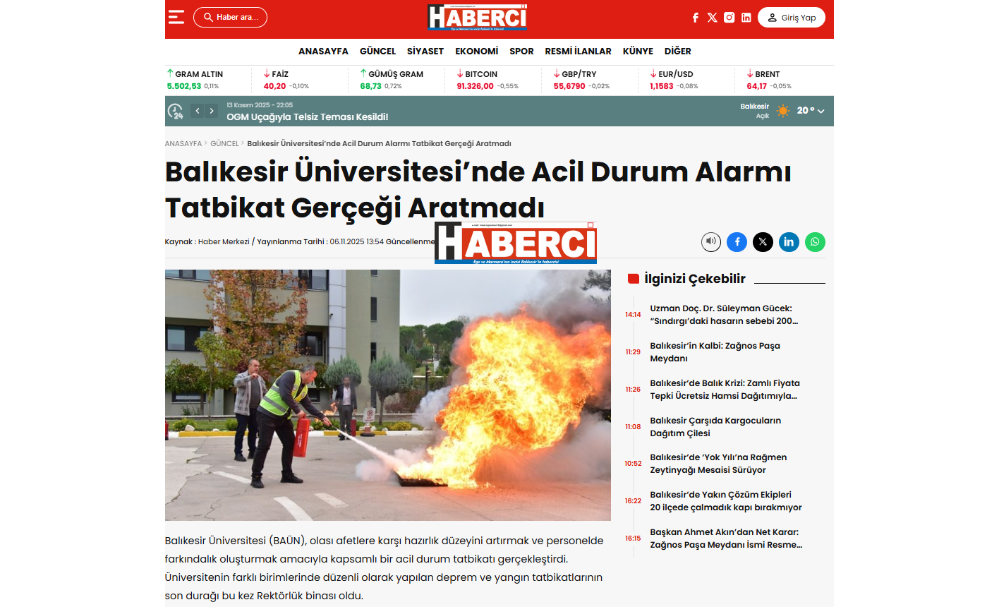 Balıkesir Üniversitesi' nde Acil Durum Alarmı Tatbikat Gerçeği Aratmadı 