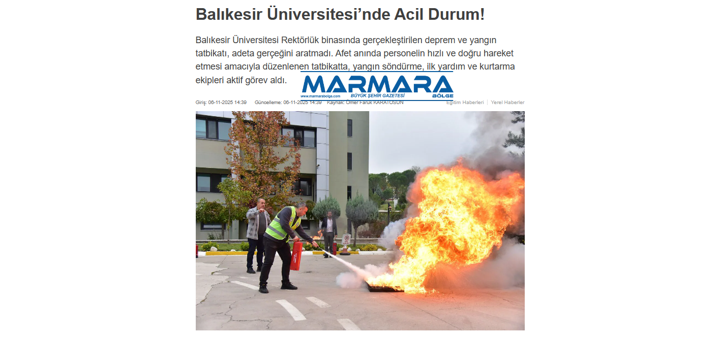 Balıkesir Üniversitesi’nde Acil Durum!