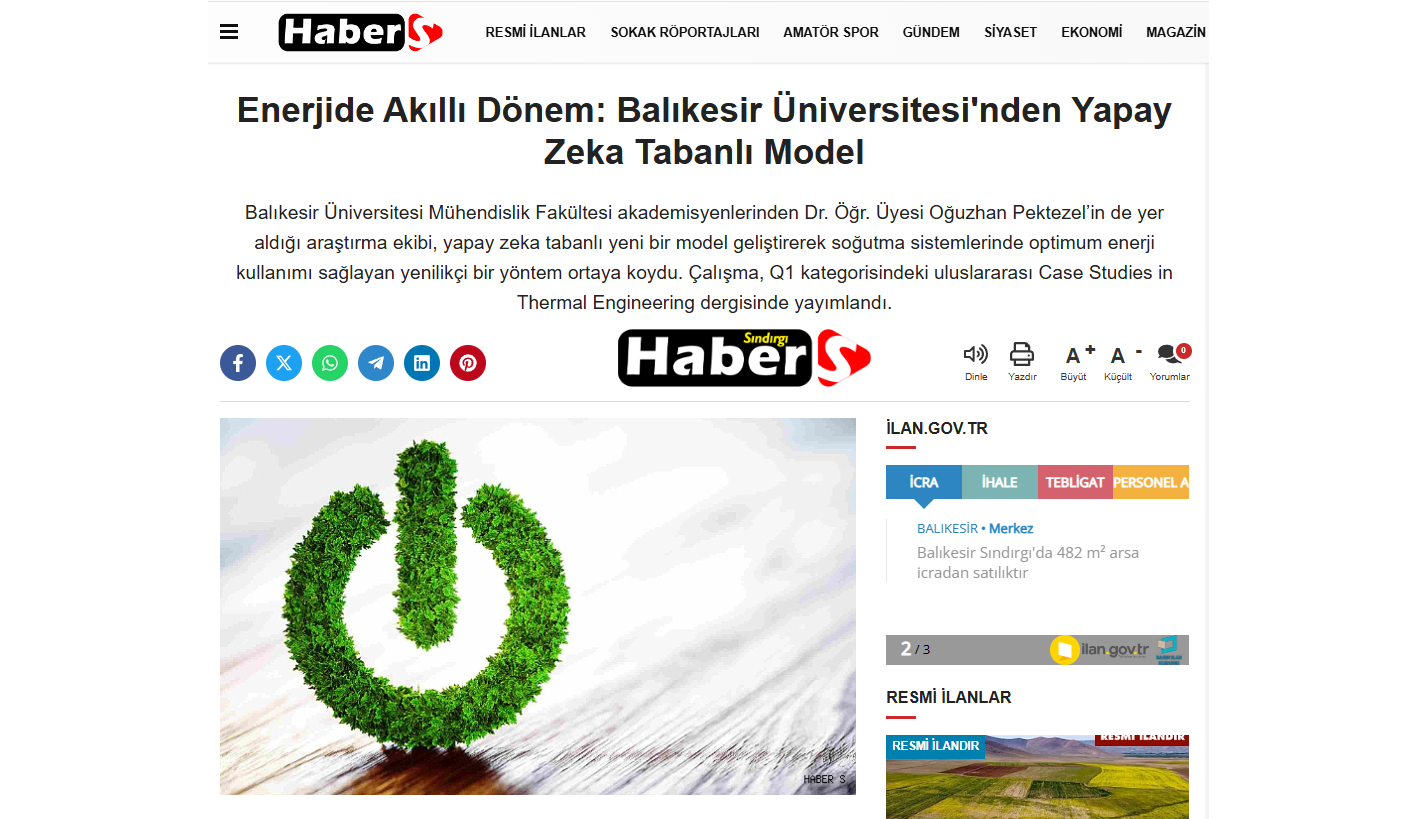 Enerjide Akıllı Dönem: Balıkesir Üniversitesi'nden Yapay Zeka Tabanlı Model