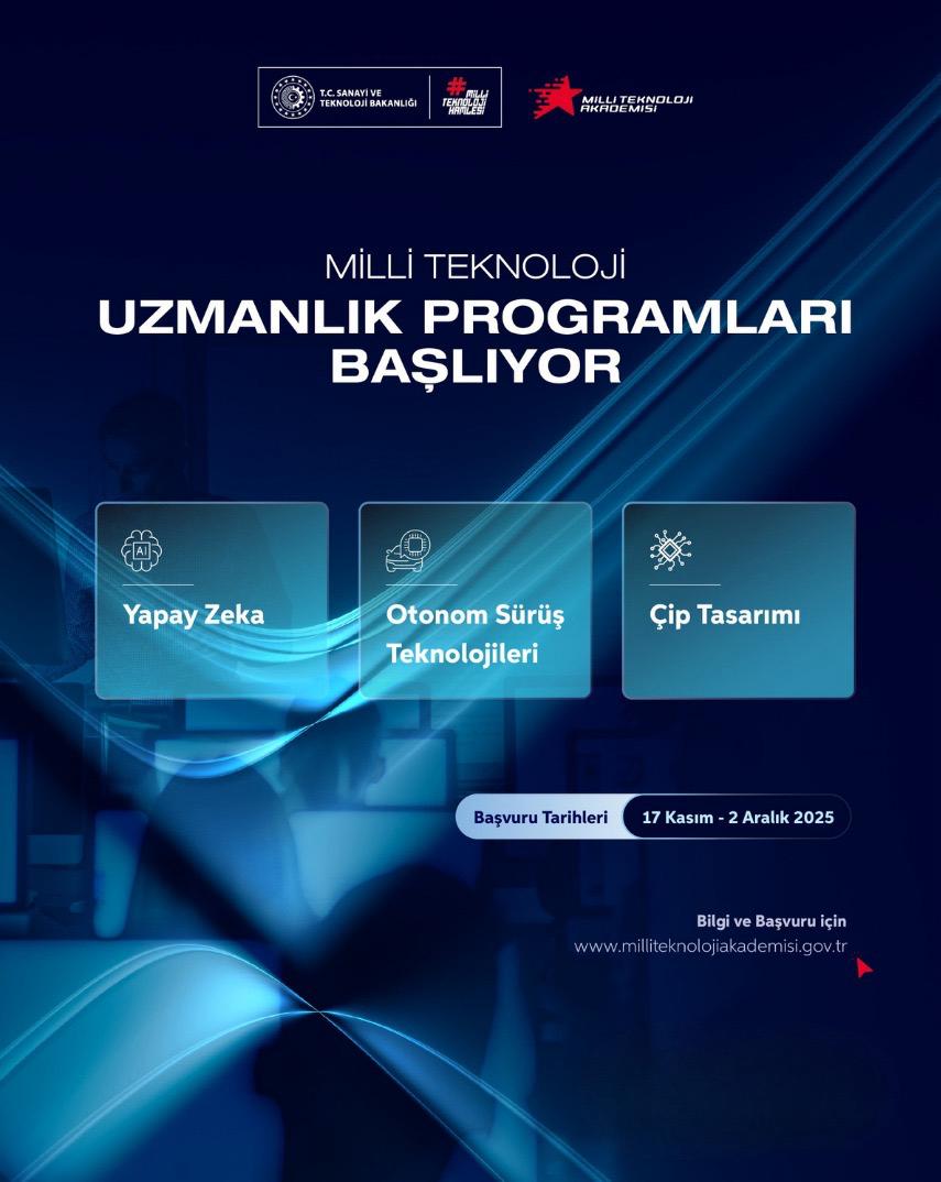 Sanayi ve Teknoloji Bakanlığı tarafından yürütülen Milli Teknoloji Uzmanlık Programları için başvurular 1