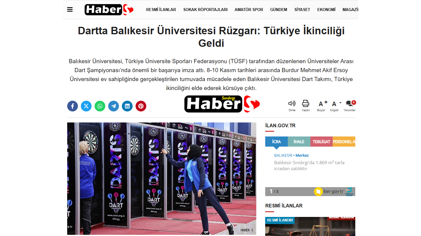 Dartta Balıkesir Üniversitesi Rüzgarı: Türkiye İkinciliği Geldi