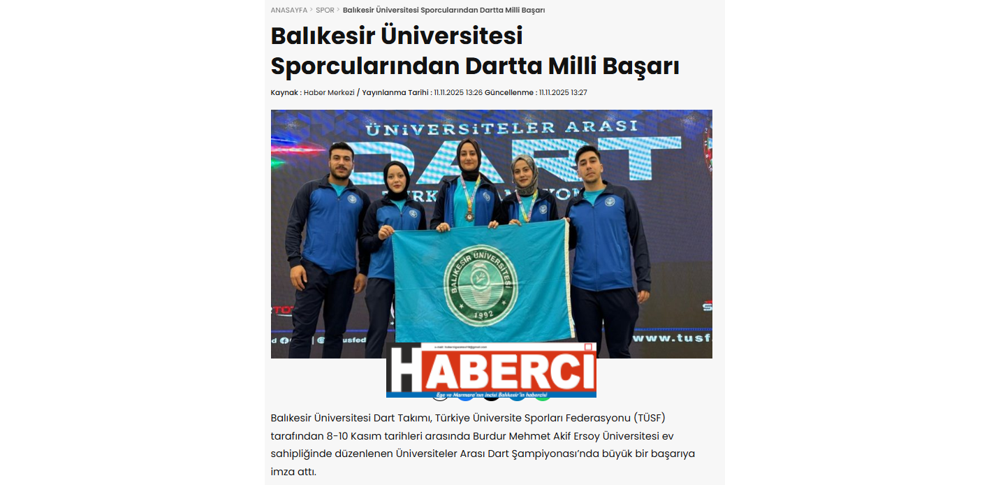 Balıkesir Üniversitesi Sporcularından Dartta Milli Başarı