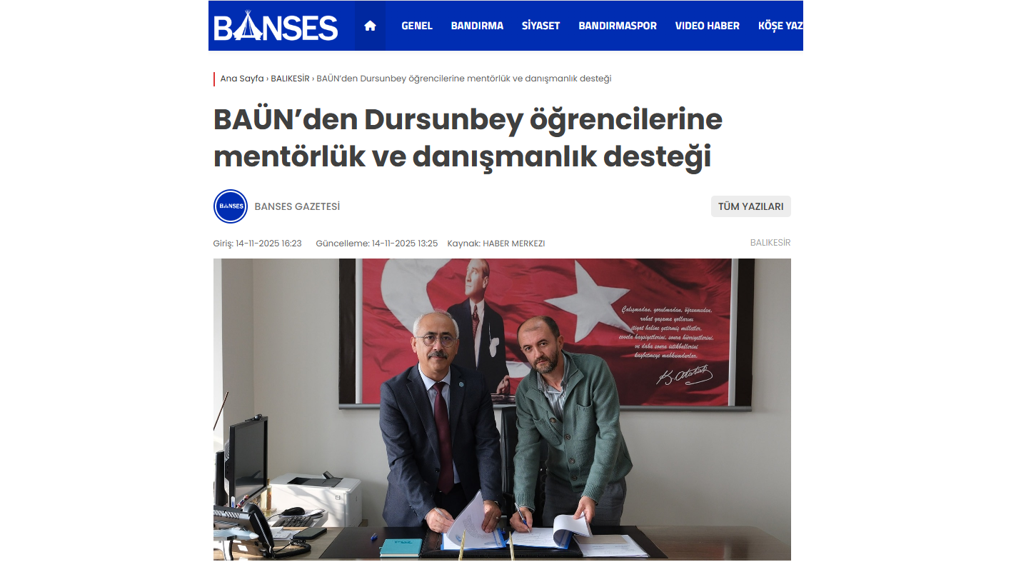 BAÜN' den Dursunbey Öğrencilerine Mentörlük ve Danışmanlık Desteği