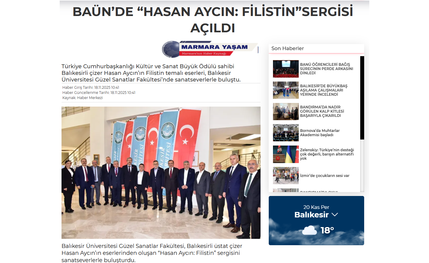 BAÜN’DE “HASAN AYCIN: FİLİSTİN”SERGİSİ AÇILDI