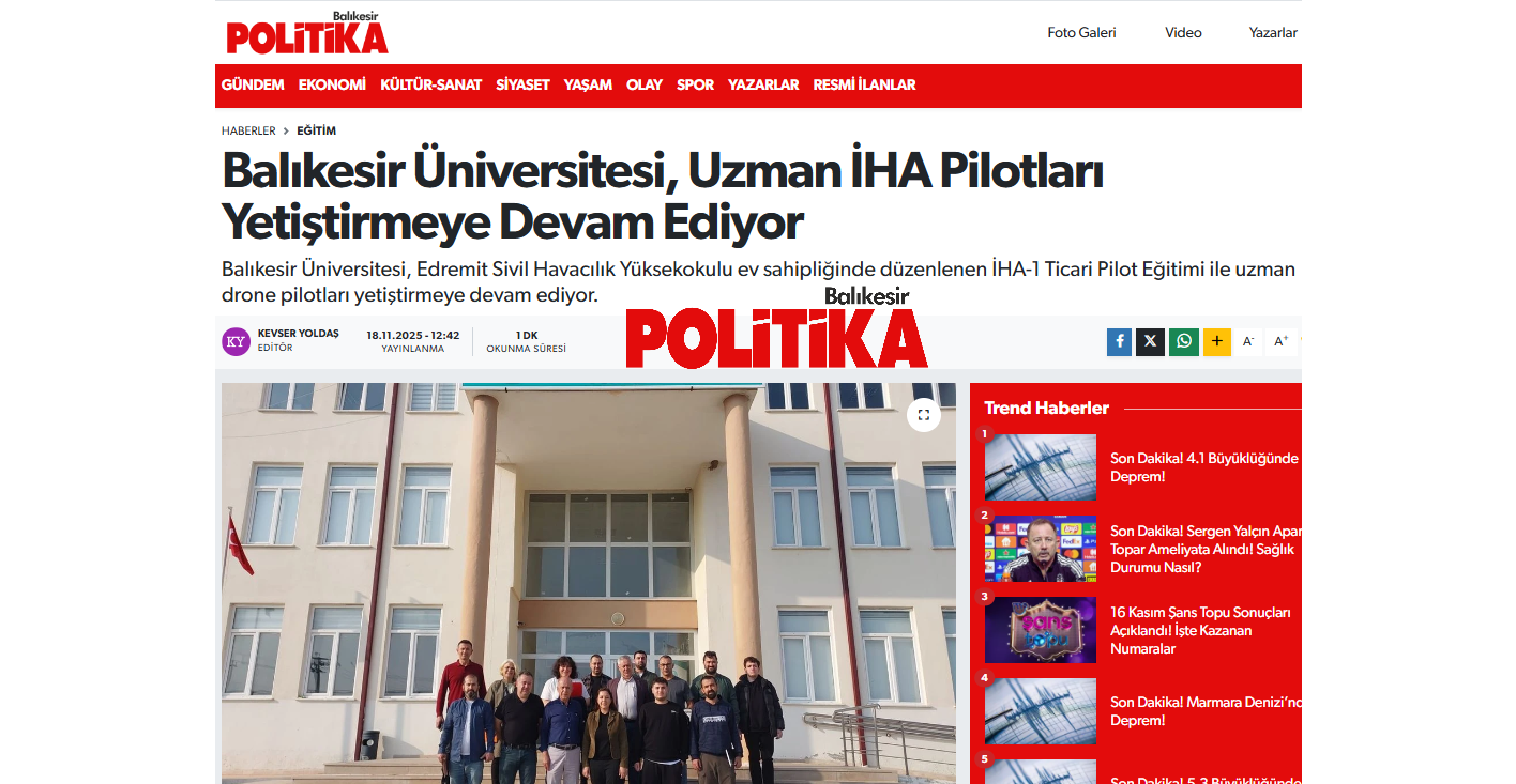 Balıkesir Üniversitesi, Uzman İHA Pilotları Yetiştirmeye Devam Ediyor