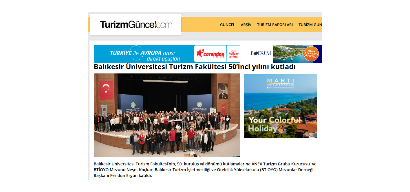 Balıkesir Üniversitesi Turizm Fakültesi 50’inci yılını kutladı