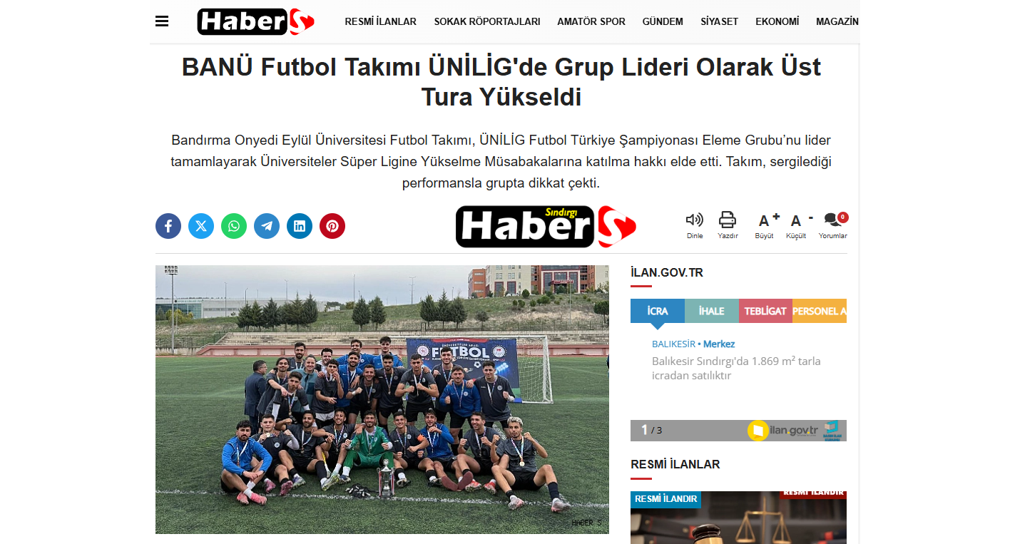 BANÜ Futbol Takımı ÜNİLİG'de Grup Lideri Olarak Üst Tura Yükseldi