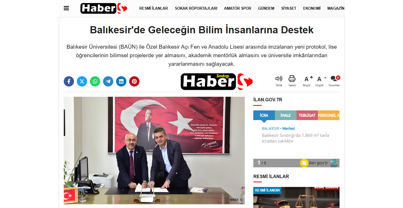 Balıkesir'de Geleceğin Bilim İnsanlarına Destek