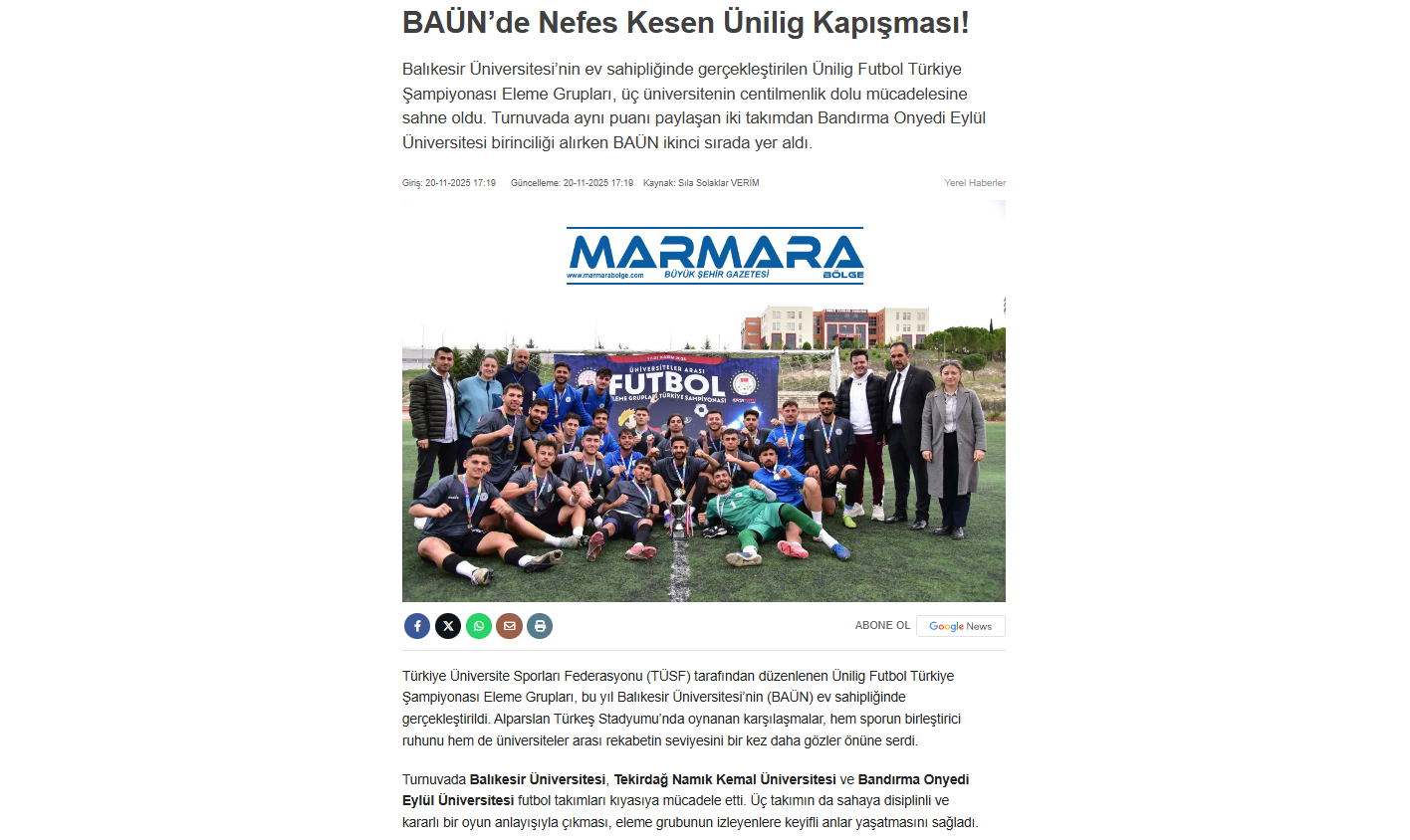 BAÜN’de Nefes Kesen Ünilig Kapışması!