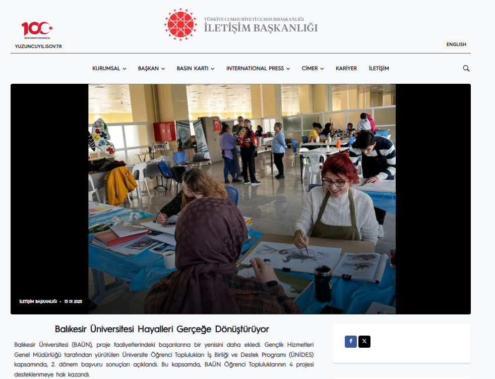 Cumhurbaşkanlığı iletişim Başkanlığı Balıkesir Üniversitesi hayalleri gerçeğe dönüştürüyor