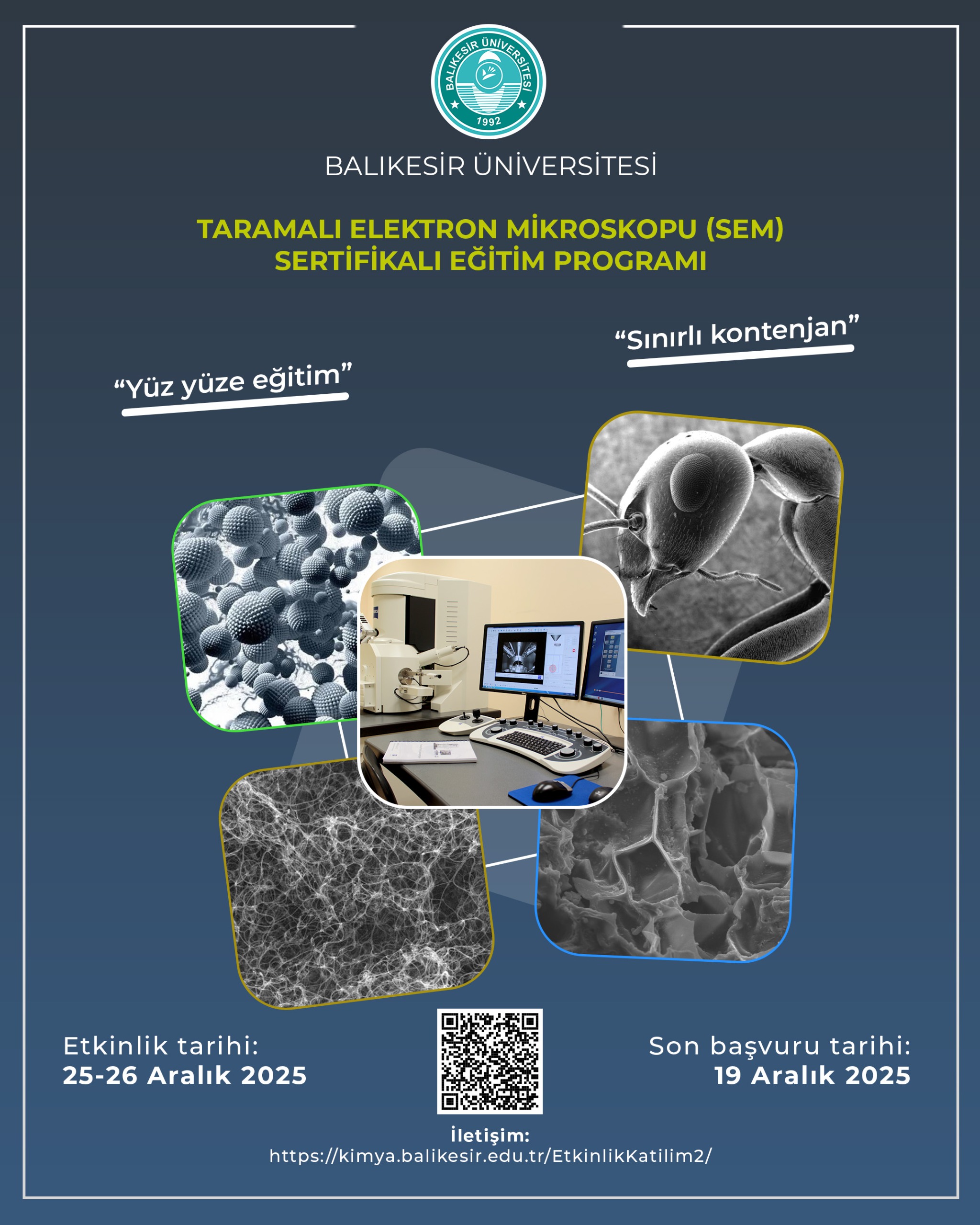Taramalı Elektron Mikroskobu (SEM) Sertifikalı Eğitim Programı