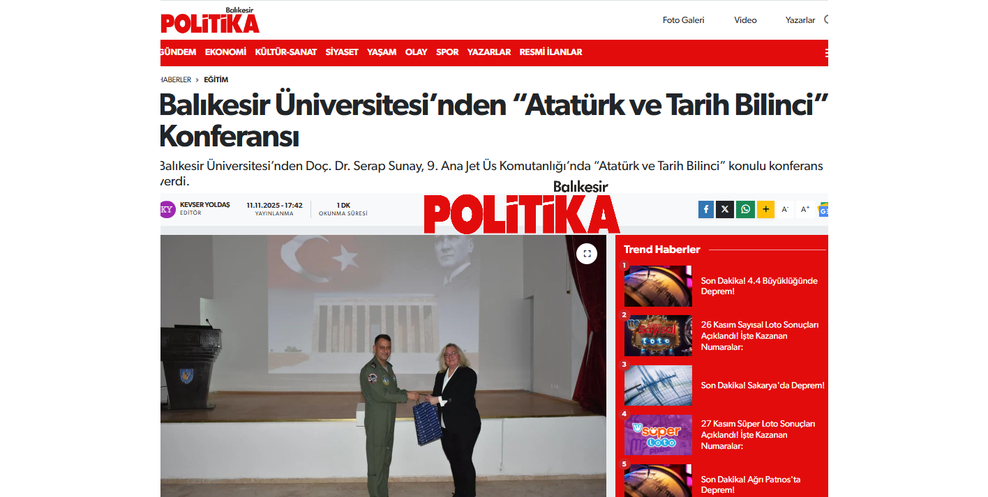 Balıkesir Üniversitesi’nden “Atatürk ve Tarih Bilinci” Konferansı