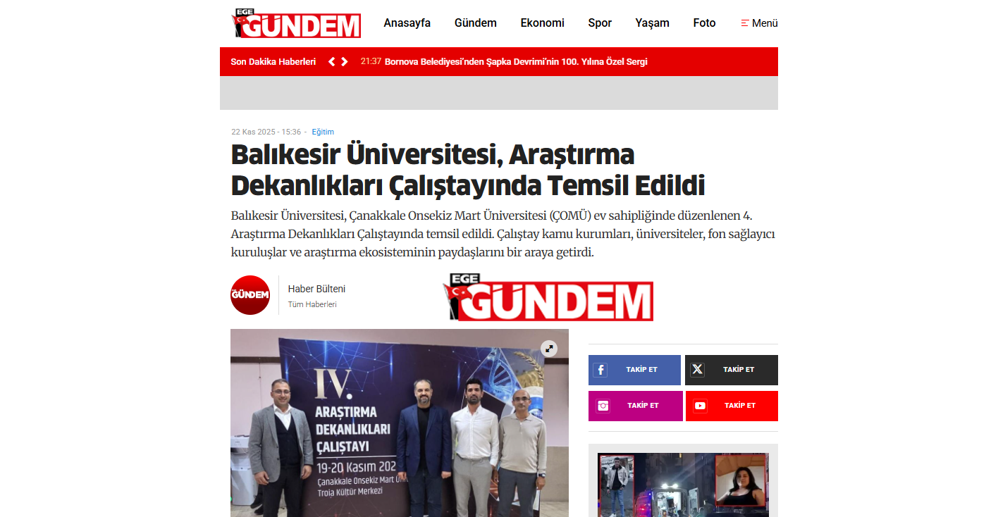 Balıkesir Üniversitesi, Araştırma Dekanlıkları Çalıştayında Temsil Edildi