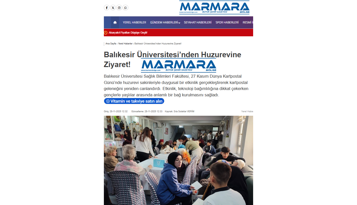 Balıkesir Üniversitesi’nden Huzurevine Ziyaret!