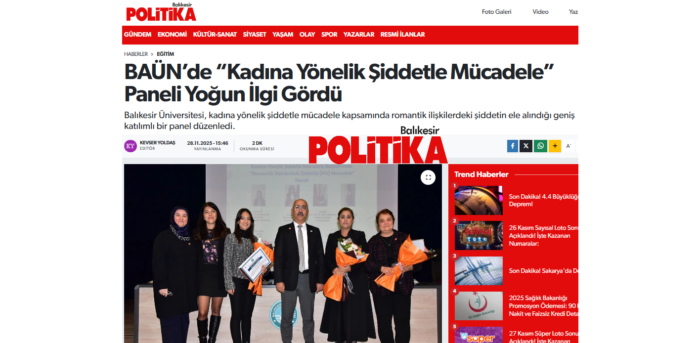 BAÜN’de “Kadına Yönelik Şiddetle Mücadele” Paneli Yoğun İlgi Gördü