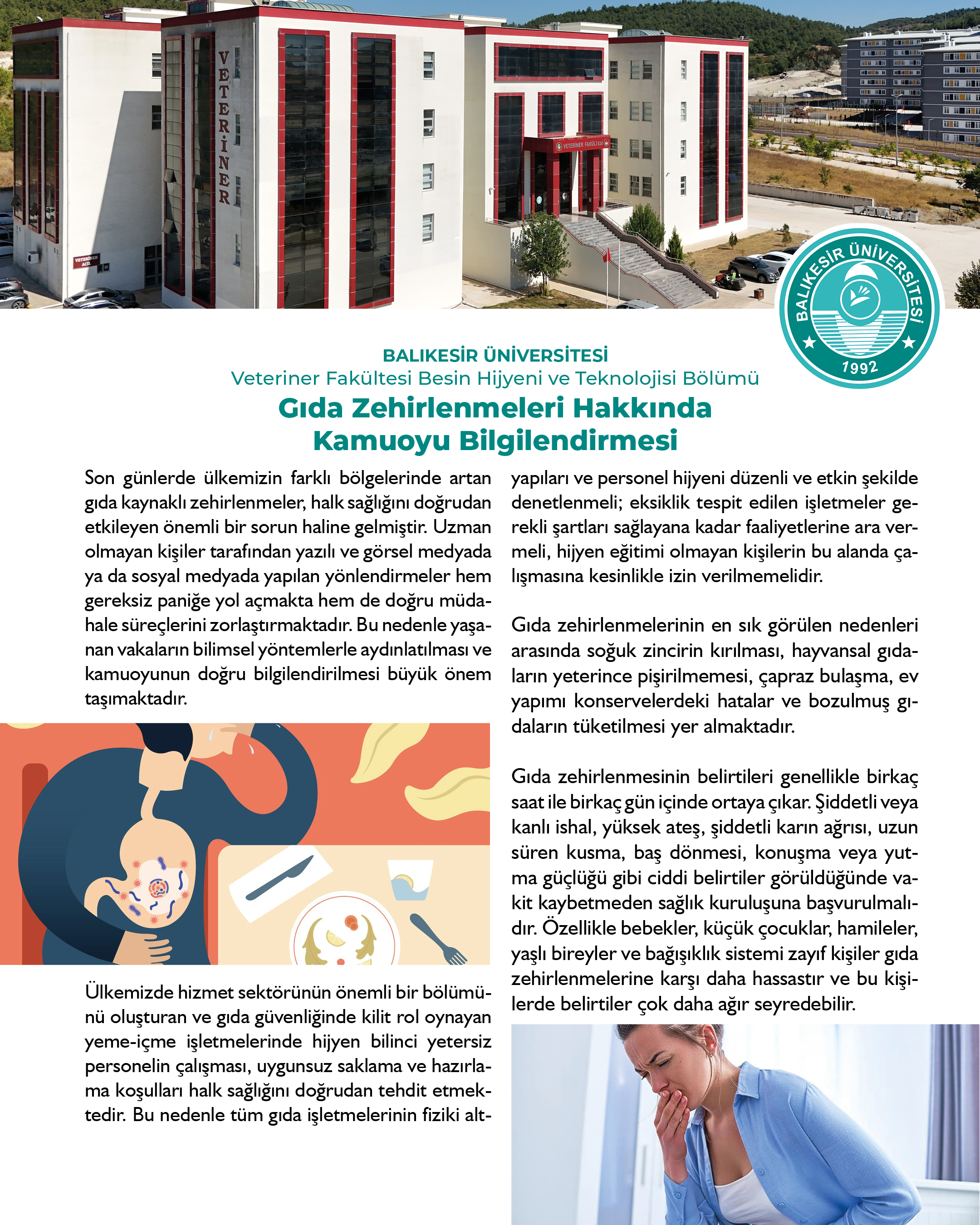 Akademisyenlerimizden; "Gıda Zehirlenmeleri Hakkında Kamuoyu Bilgilendirmesi" Balıkesir Üniversitesi Veteriner Fakültesi Besin Hijyeni ve Teknolojisi Bölümü 2