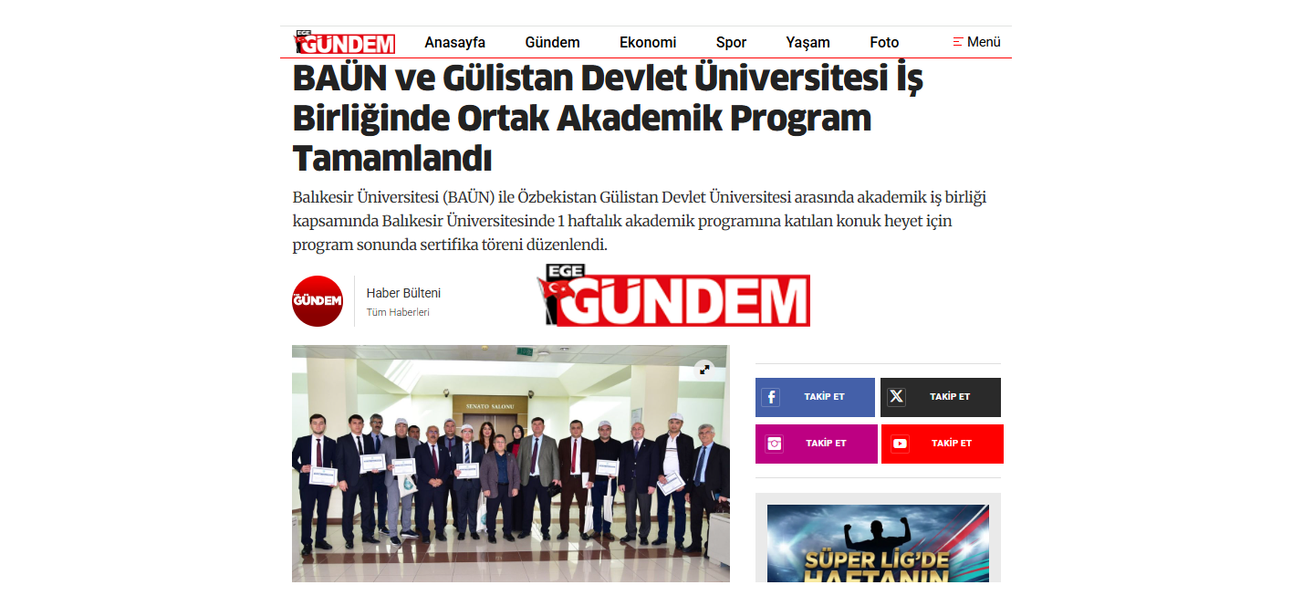 BAÜN ve Gülistan Devlet Üniversitesi İş Birliğinde Ortak Akademik Program Tamamlandı