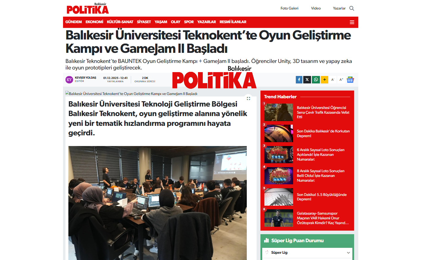 Balıkesir Üniversitesi Teknokent’te Oyun Geliştirme Kampı ve GameJam II Başladı