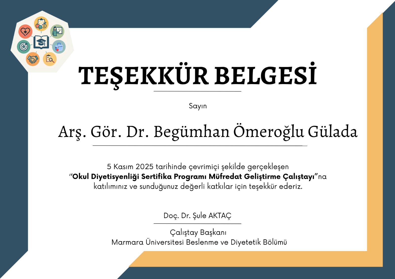 Okul Diyetisyenliği Sertifika Programı Müfredat Geliştirme Çalıştayı 3