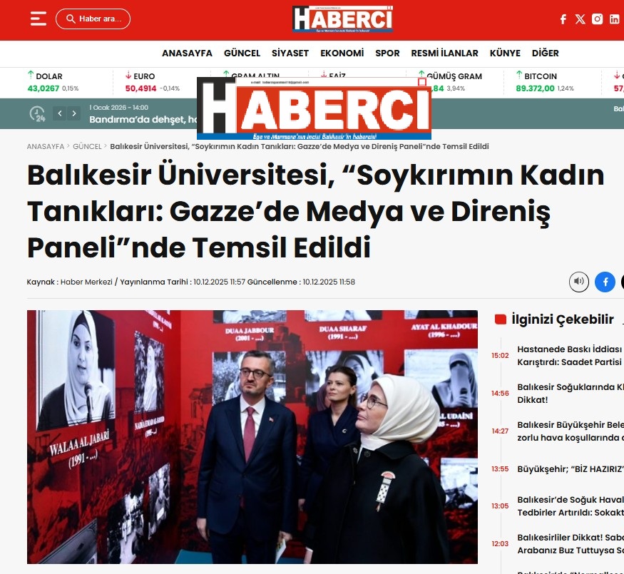 Balıkesir Üniversitesi, “Soykırımın Kadın Tanıkları: Gazze’de Medya ve Direniş Paneli'nde Temsil Edildi