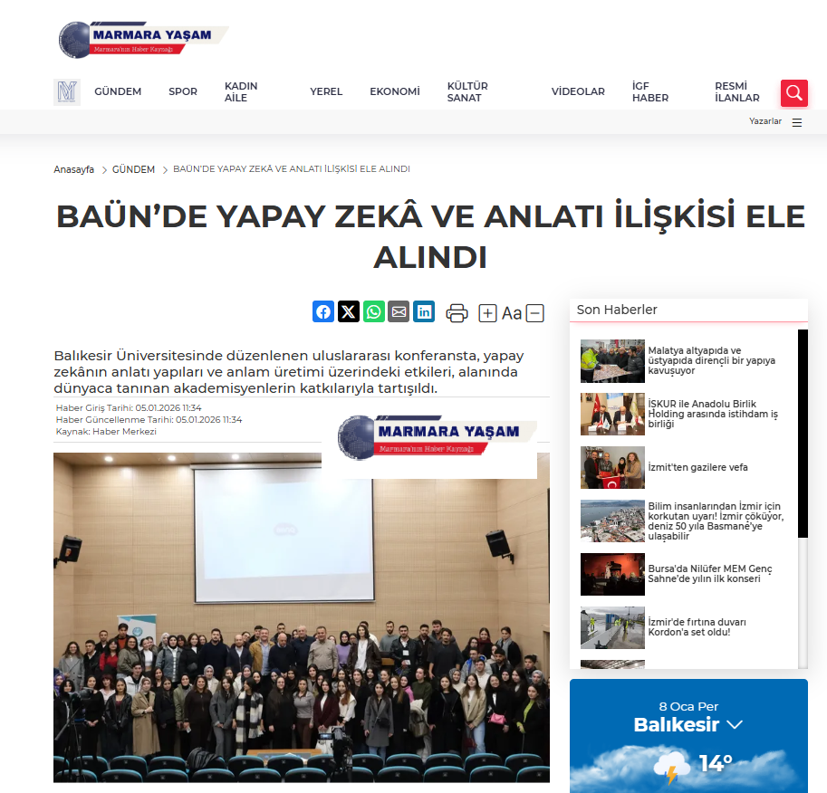 BAÜN’DE YAPAY ZEKÂ VE ANLATI İLİŞKİSİ ELE ALINDI