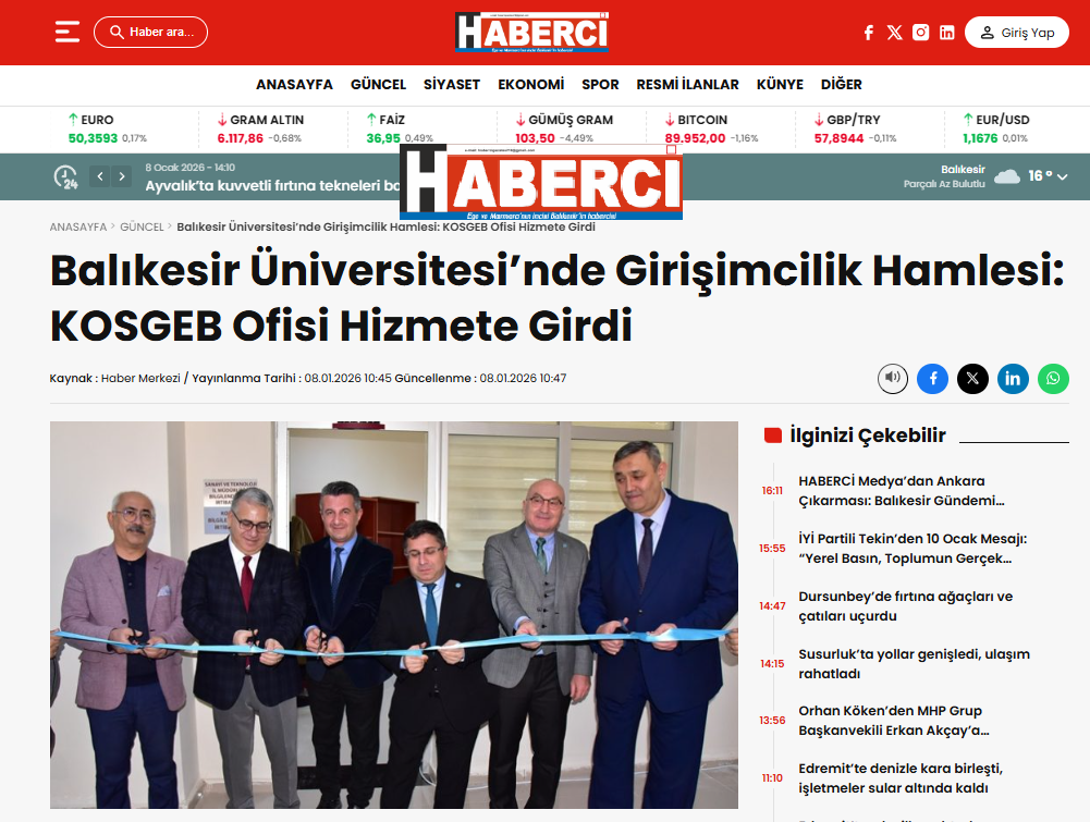 Balıkesir Üniversitesi’nde Girişimcilik Hamlesi: KOSGEB Ofisi Hizmete Girdi