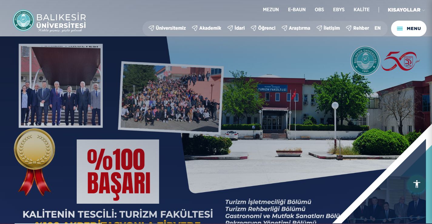 Üniversite web sayfalarımızda "Engelsiz Erişim" çalışmaları kapsamında ''Erişebilirlik Menüsü'' hazırlanmıştır.