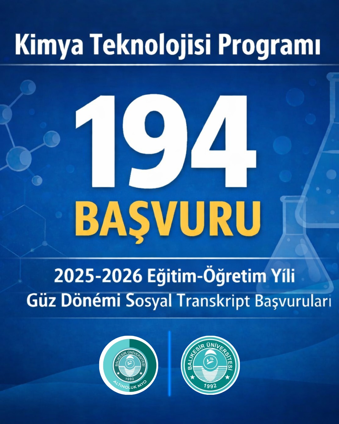 Kimya Teknolojisi Programında Sosyal Transkripte Yoğun İlgi