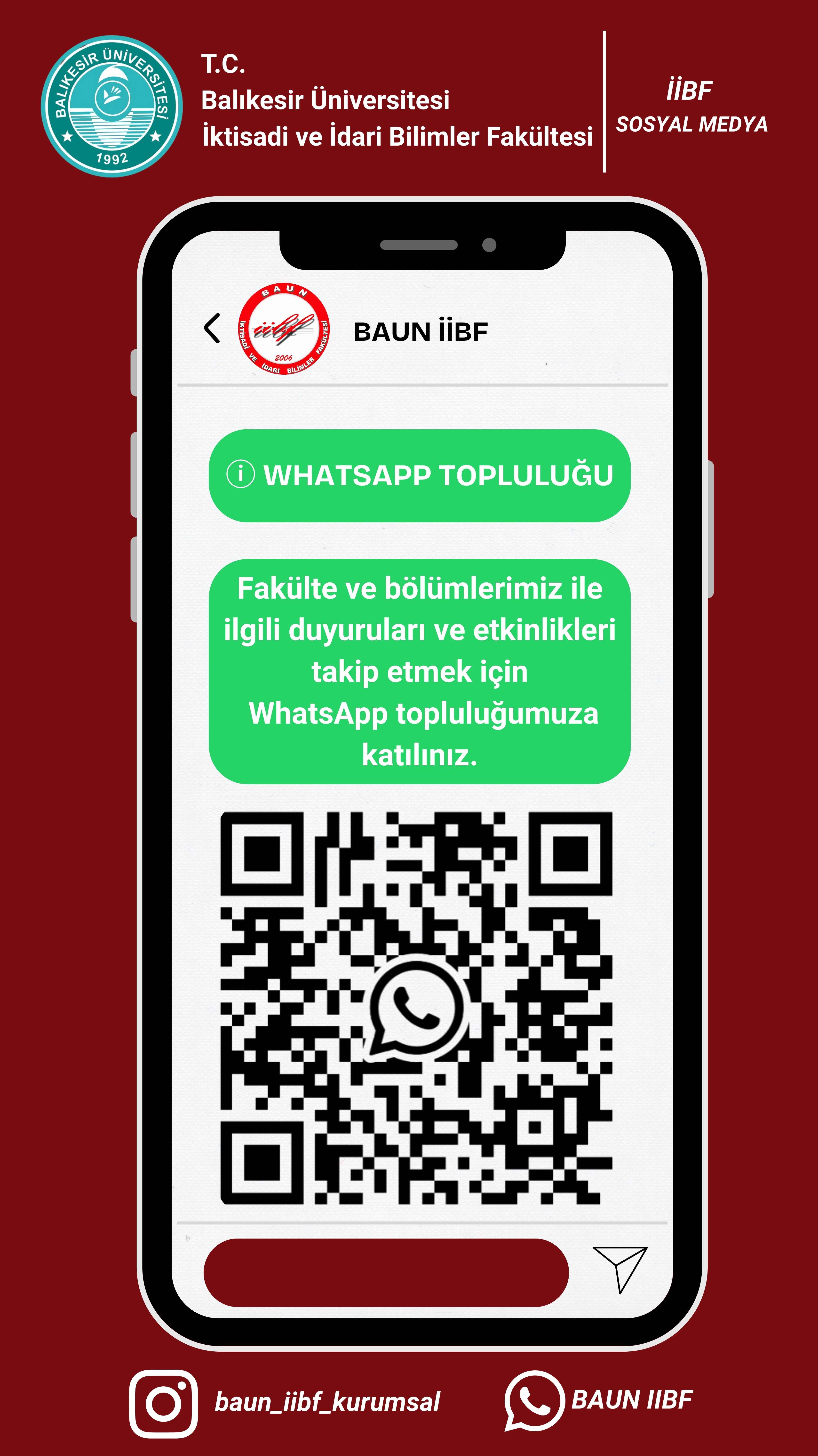 BAÜN İİBF WhatsAPP Kanalı Yayında