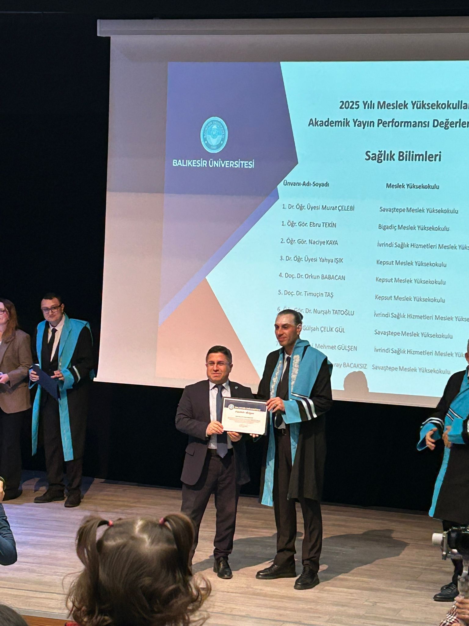 Üniversitemiz 2025 Yılı Akademik Performans Ödül Töreninde Bölüm Öğretim Üyelerimize Başarı Belgesi Takdim Edildi. 2