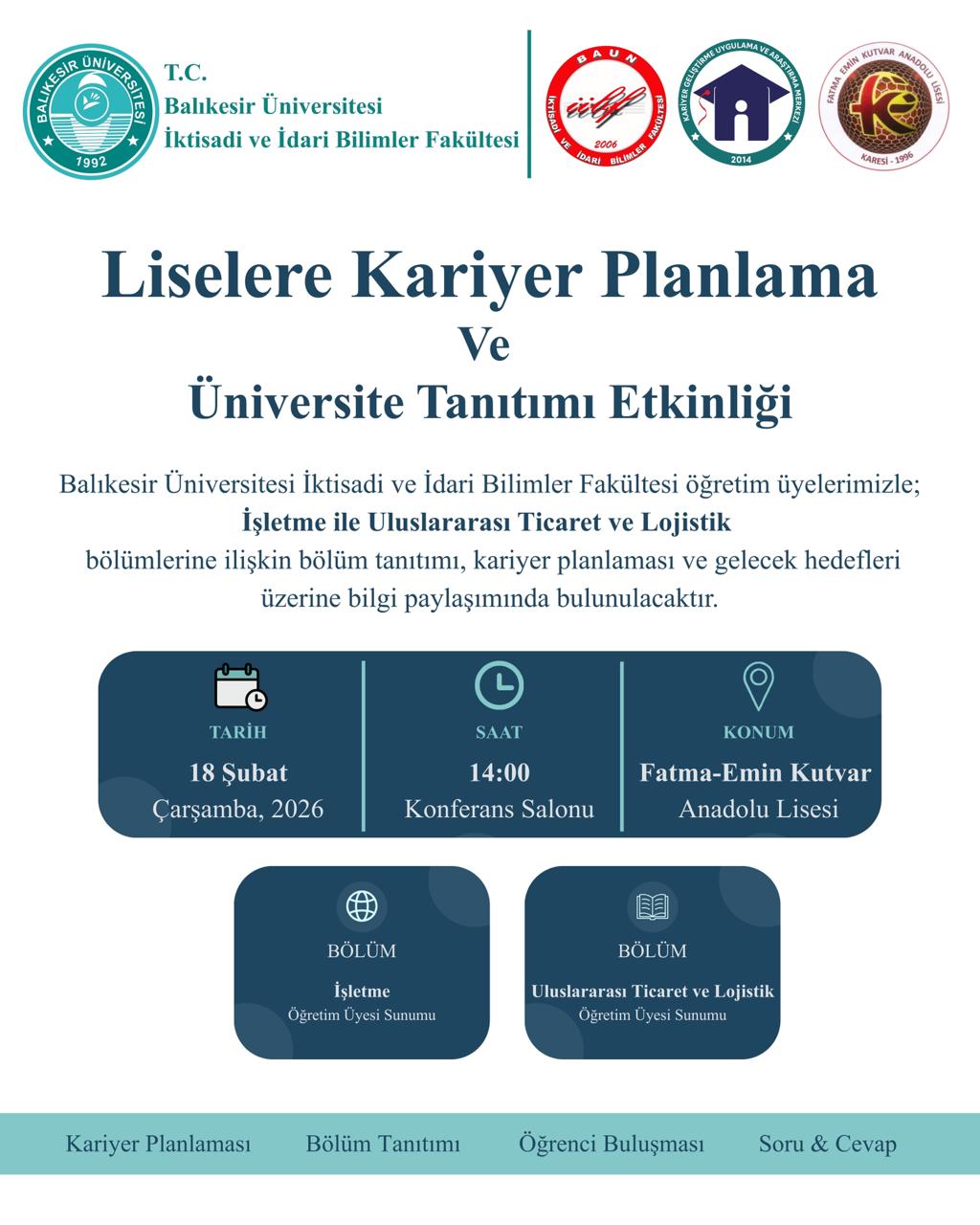 Liselere Kariyer Planlama ve Üniversite Tanıtımı Etkinliği-Fatma Emin Kutvar Anadolu Lisesi