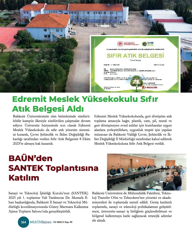 BAÜN Haber Dergisi’nin 59. Sayısında Teknoloji Transfer Ofisimizin Çalışmaları Geniş Yer Buldu 11