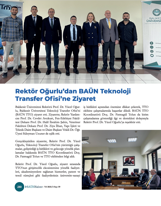 BAÜN Haber Dergisi’nin 59. Sayısında Teknoloji Transfer Ofisimizin Çalışmaları Geniş Yer Buldu 15
