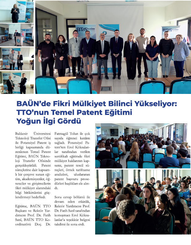 BAÜN Haber Dergisi’nin 59. Sayısında Teknoloji Transfer Ofisimizin Çalışmaları Geniş Yer Buldu 16