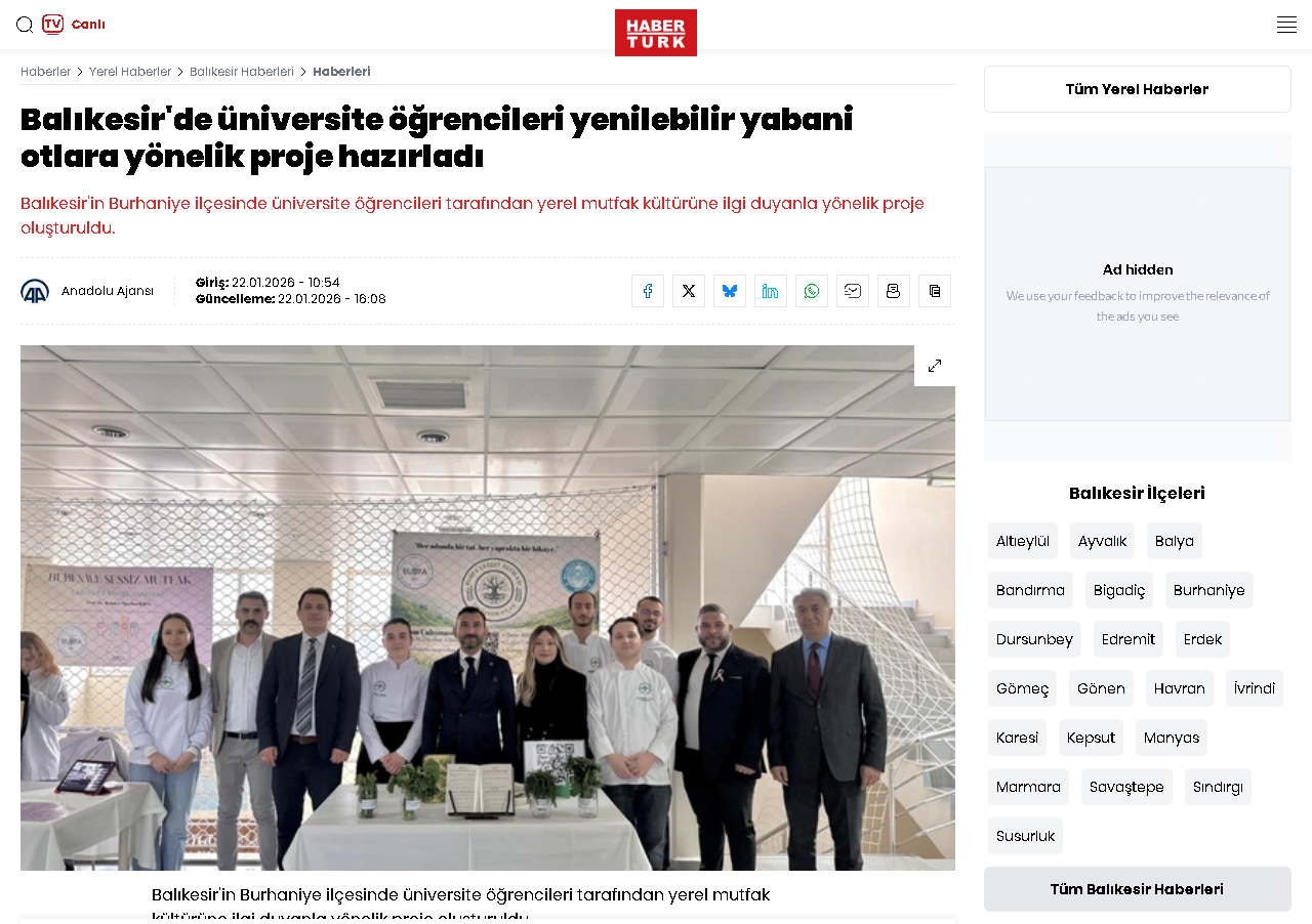 Balıkesir'de üniversite öğrencileri yenilebilir yabani otlara yönelik proje hazırladı