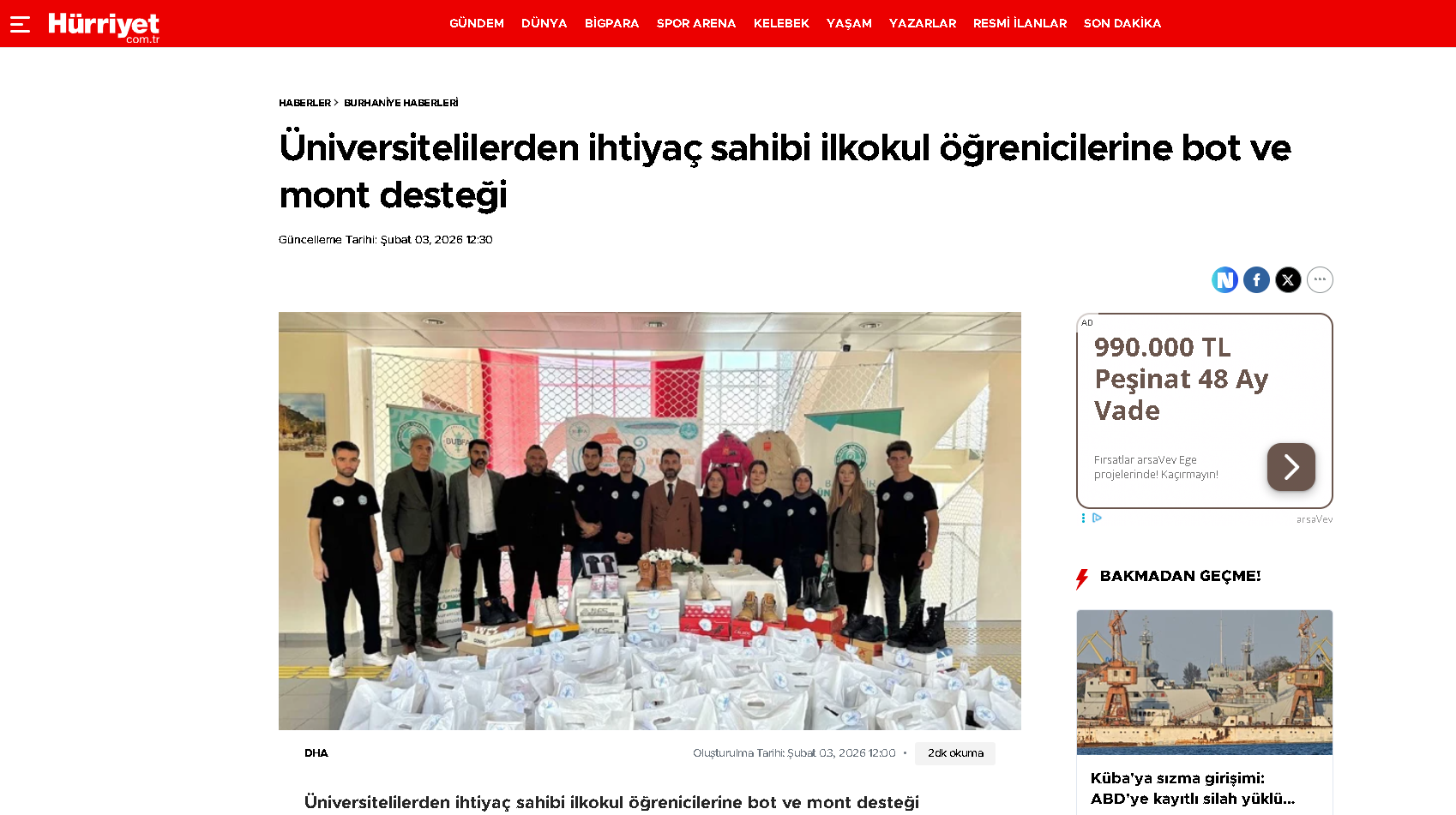 Üniversitelilerden ihtiyaç sahibi ilkokul öğrenicilerine bot ve mont desteği