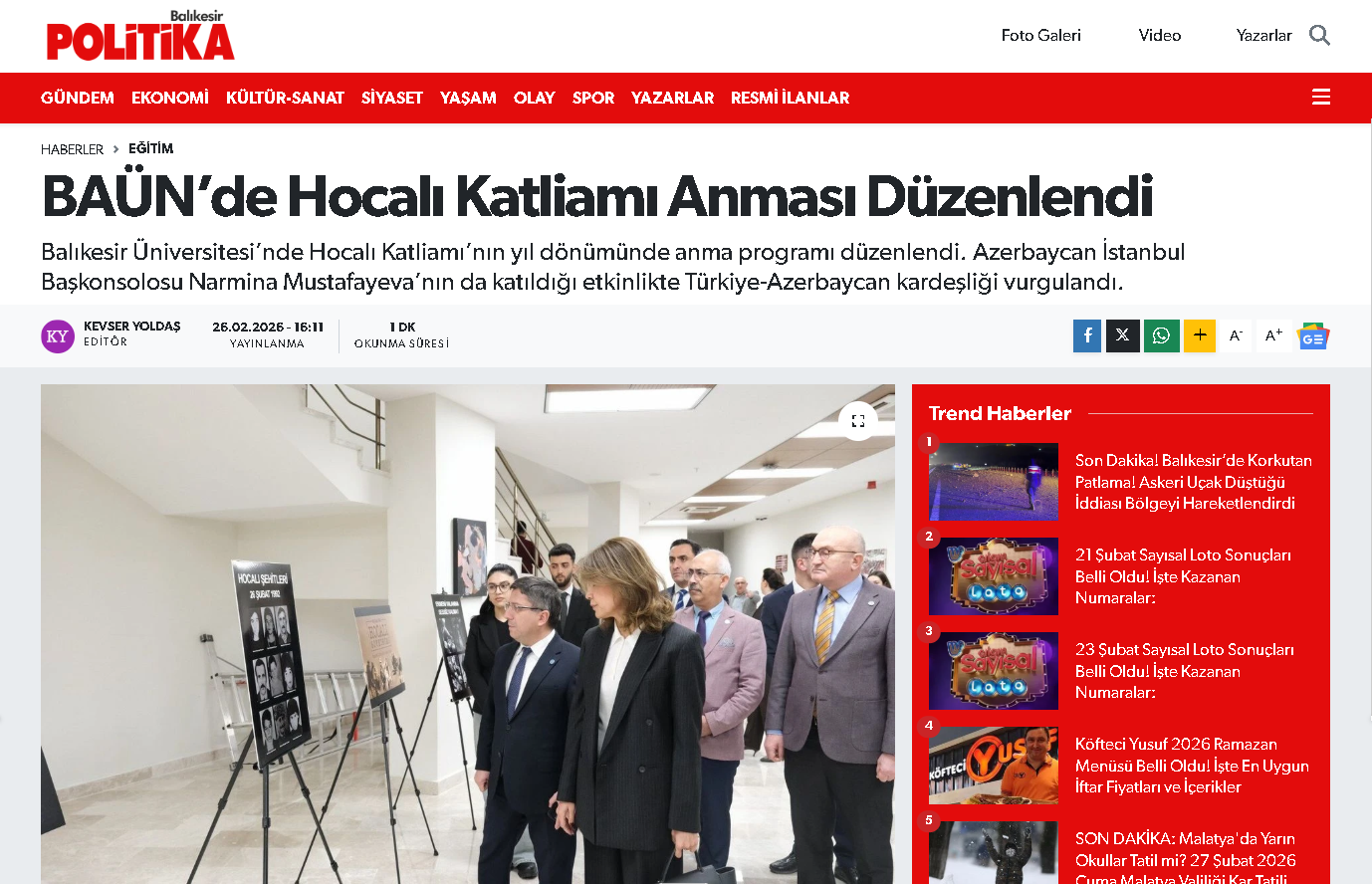 BAÜN’de Hocalı Katliamı Anması Düzenlendi