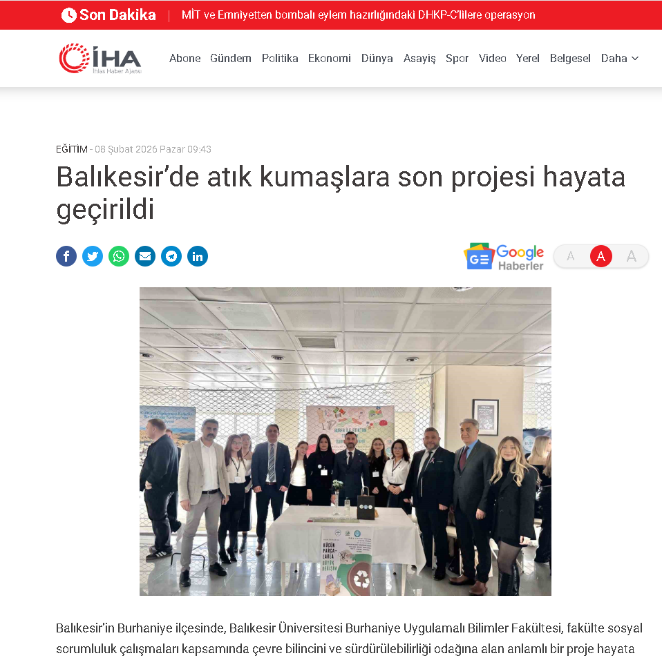 Balıkesir’de atık kumaşlara son projesi hayata geçirildi