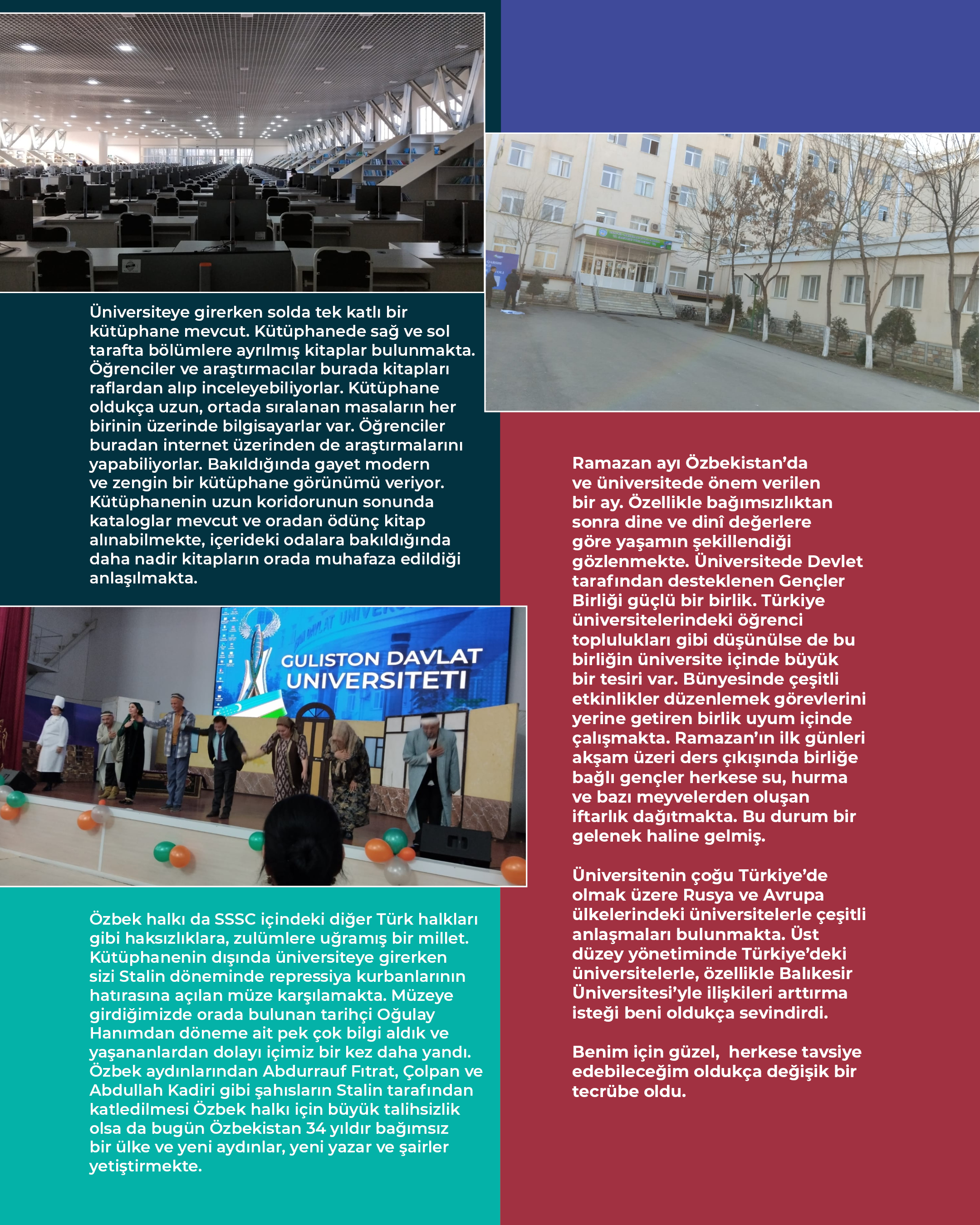 Akademisyenlerimizden; "Özbekistan İzlenimlerim" Prof. Dr. Birsel ORUÇ ASLAN - Baün Necatibey Eğitim Fakültesi Türk Dili ve Edebiyatı Eğitimi Anabilim Dalı Başkanı 3