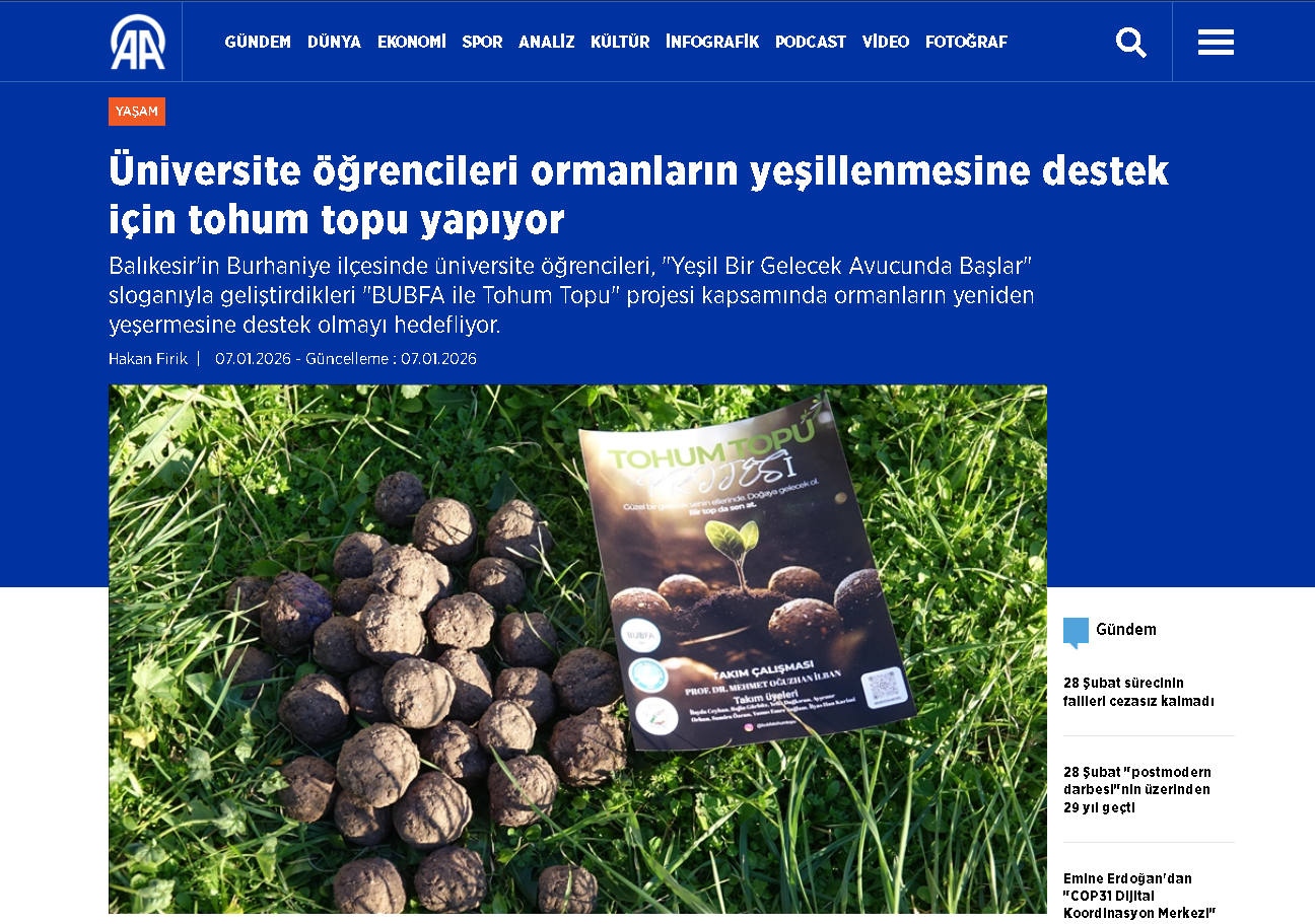 Üniversite öğrencileri ormanların yeşillenmesine destek için tohum topu yapıyor