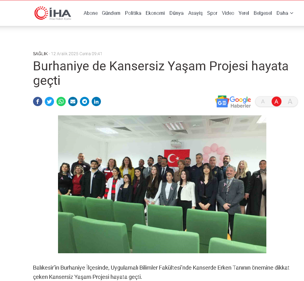 Burhaniye de Kansersiz Yaşam Projesi hayata geçti