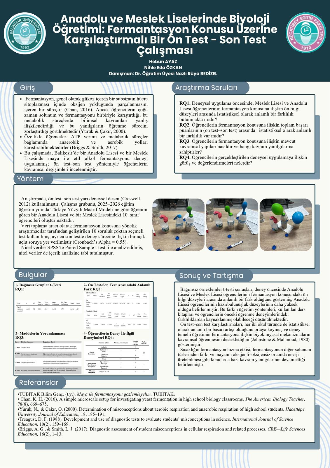 Biyoloji Eğitimi Anabilim Dalı Araştırma Projeleri Poster Sunum Günü 6